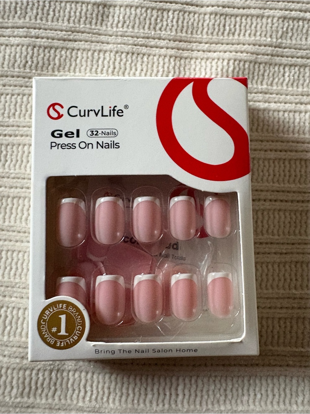 Curvlife Pink French Tip Gel Press-On Nails - 32 Pack